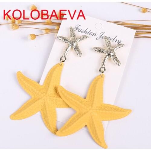 Punk fashion starfish drop earrings for women metal earrings jewelry boho statement geometric large long earrings Korean CC