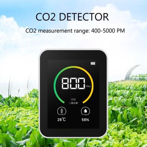 CO2 Air Quality Monitor Gas Tester Detector Analyzer Carbon Dioxide Meter 400-5000PPM with Temperature Humidity Display