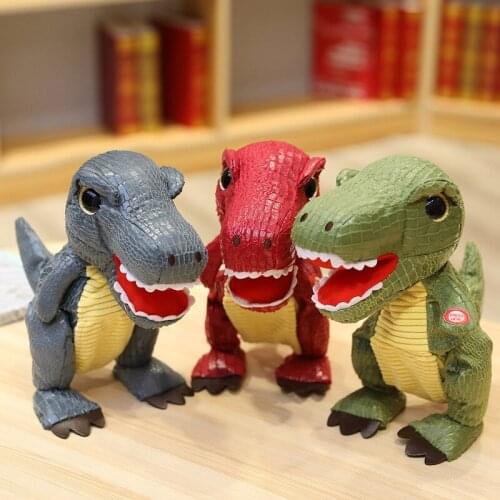Cartoon Electronic Animal Model Dinosaur Doll Plush Toys Pets electric Tyrannosaurus Walk Head shake With Sound birthday gifts