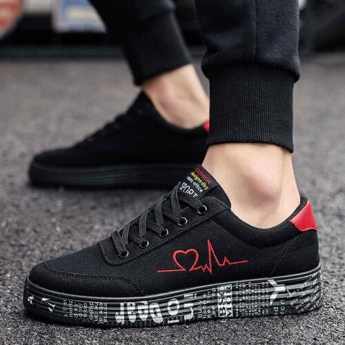 Lace Up Mens Shoes Graffiti Men Sneakers 2020 Big Size Running Shoes Man Canvas Low Top Sports Shoe Black Sport Men Footwear V7