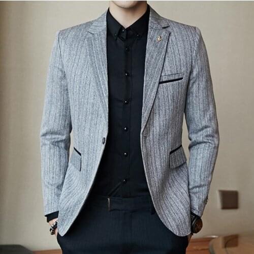 2021 Spring Mens Striped Blazer Fashion Business Slim Mens Wedding Jacket Banquet Wedding Party Club Dress Mens Wear Dress