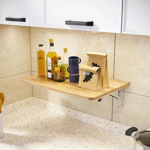 Wall shelf organizer bedroom rustic wood floating shelves perforated wall table Foldable wall-mounted study desk kitchen shelf