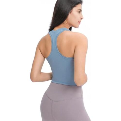 Nylon Solid Yoga Top Gym Clothes Women Quick Dry Sports Vest Fitness Shirts Breathable Workout Crop Tops Athletic Tank Tops