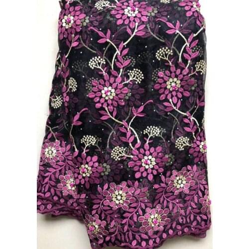 Latest African Laces Fabrics Embroidered African French Lace Fabric Cheap African French Net tulle Fabric Fuschia ELL4865