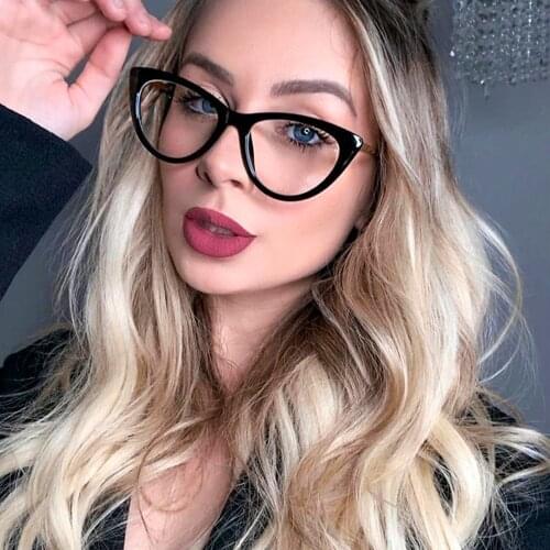 Kachawoo cat eye glasses frame retro transparent black fashion eyeglasses for women metal optical ladies party gift dropshipping