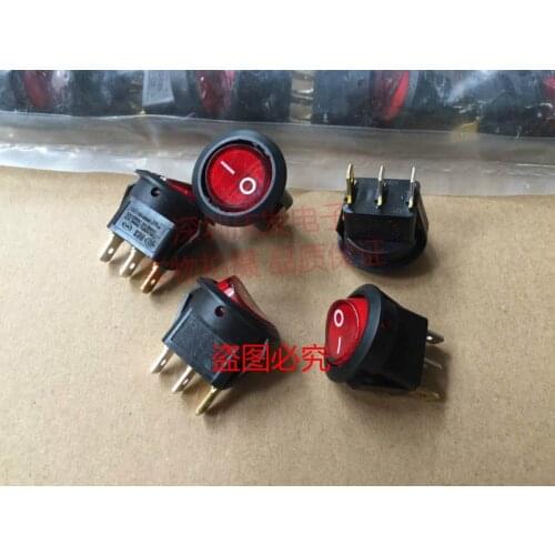 Original new 100% SR-06 round rocker switch 3pin 2gear with red light warping switch opening 20MM