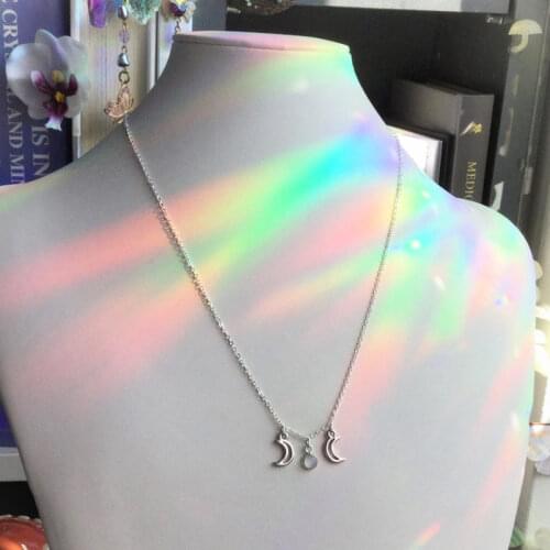 NEW Fashion Triple Moon Goddess Necklace Moon Natural Stone Pendants Necklace Wicca Witchcraft Jewelry For Women Gifts 2021