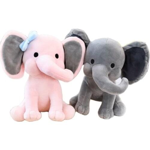 25cm 9.8in Elephant Plush Toys Baby Room Decorative Stuffed Dolls for Slepping Kawaii Animal Child Kids Plushiies Toy Pink Grey