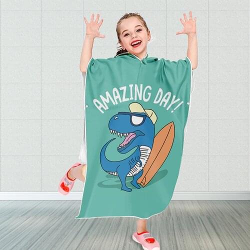 Cartoon Printed Childrens Beach Poncho Swim Surf Diving Change Robes Quick-Drying Sunscreen Bath Towel Kid Super Absorbent Towel