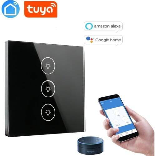 Tuya app 3 Gang Wifi touch wall Switch light switch Global control compatible with Alexa,Google home for Smart home