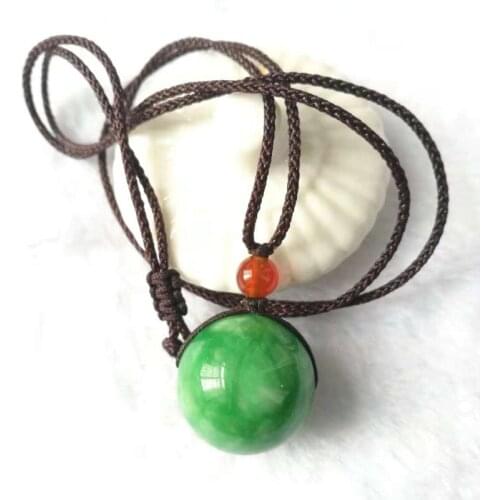 Simple Fashion Green Jade Beads Pendant Necklace, Men and Women Can Be Worn