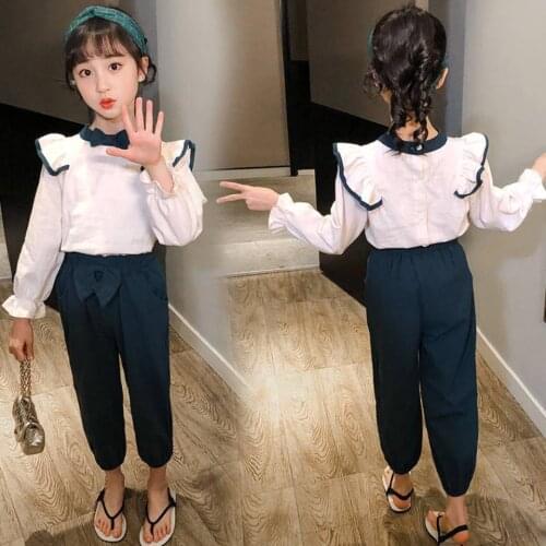 Full Sleeve Girls Shirt+Pants 2PCS Set Spring Autumn 2020 Baby Girls Clothing Sets Cute Casual Girls Clothes For 3 To 12 Yrs