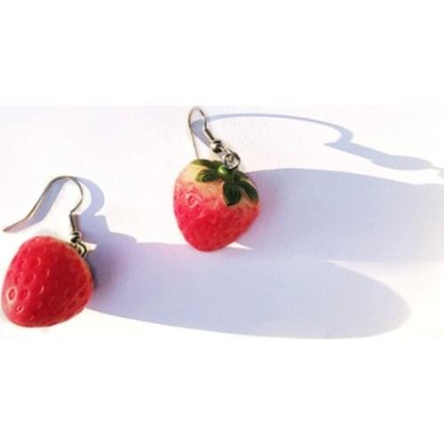 New Women Drop Earrings Lovely Fruit Dangle Earring Simulation Strawberry Earring Gift For Girl Jewelry Accessories