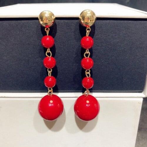 New Fashion Retro Earrings Exaggerated Long Size Pearls Temperament Wild Long Tassel Earrings