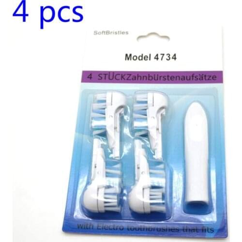 4pcs/pack 4734 Model Battery Toothbrush Head Soft Bristles Replacement for Oral B Dual Clean Complete Brush Heads