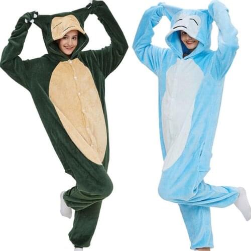 Snorlax Onesie Animal Adult Sleepwear Flannel Women Girl Kigurumis Cartoon Pajama Funny Home Jumpsuit Winter Overalls Outfit