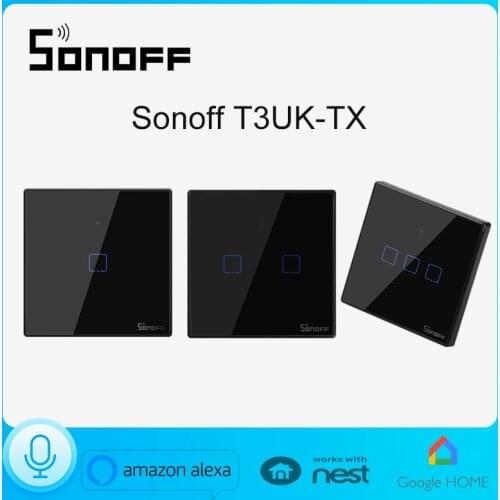 Sonoff T3UK 1/2/3 gang TX Series 433Mhz RF Remote Controlled Wifi Wall Light Switch With Border Alexa Google Home Voice Control