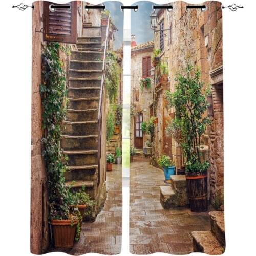 Old Town Alley Italy Street Modern Curtains Living Room Window Curtains For Home Bedroom Kitchen Drapes Blinds