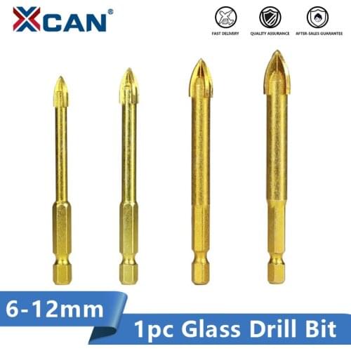 XCAN Glass Drill Bit 6/8/10/12mm Cross Spear Head Ceramic Tile Glass Marble Hole Cutter Hex Shank Glass Drill