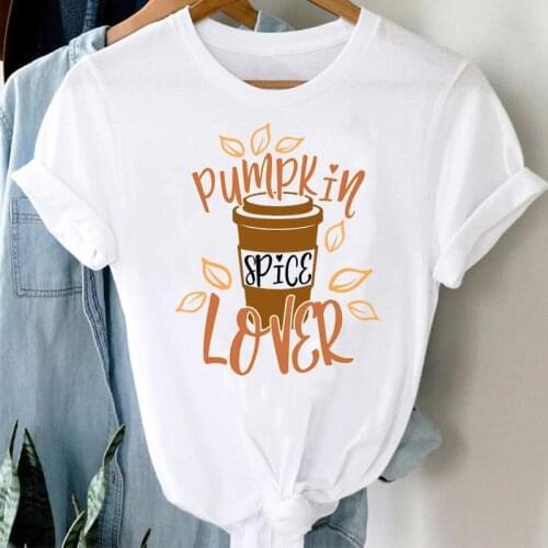 Women Pumpkin Spice Autumn Fall Coffee Halloween Thanksgiving Graphic 2021 Clothes Tshirt Top Print T Female Tee T-Shirt