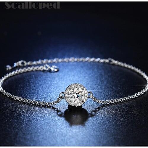 SCALLOPED Fashion Big Round Zircon Charms Bracelets For Women Luxurious Crystal Adjustable High Quality Chain Statement Jewelry