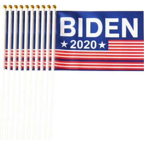 10Pcs Biden 2020 Elect Hand Flags 5x8in USA Home Garden Yard Car Flags