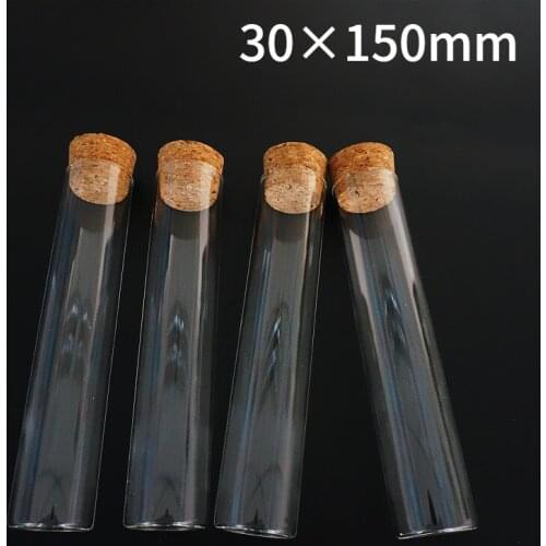 20pcs/lot 30x150mm Glass Flat Bottom Tube With Cork Stopper,Thickened Laboratory Glassware