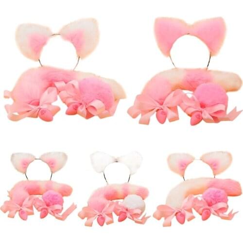 3Pcs Adult Sm Game Sex Toys Tail Wool Ball Butt Plug Cute Ears Hairpin Prostate Massager Masturbator for Couples Cosplay