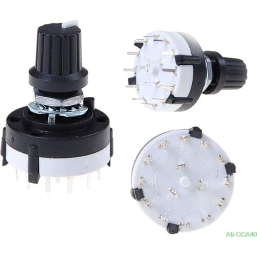 3P4T Single Deck Rotary Switch Band Selector 3 Pole 4 Position with Knob Black