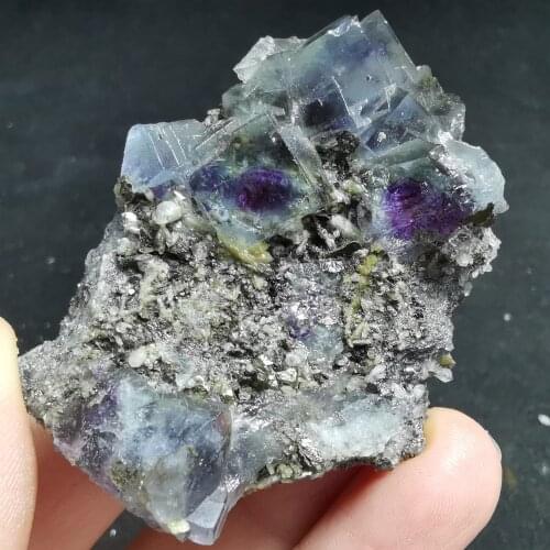 48.6gRare natural purple Fluorite Crystal Cluster mineral paragenesis specimen