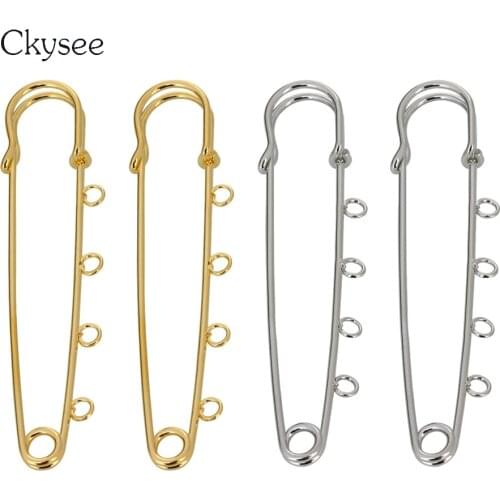 Ckysee 10Pcs Gold Color Large Metal Brooch Pins With 4/5 Loops 21x90mm Big Safety Pins Brooch Needles For Women Jewelry Findings