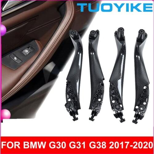 Carbon Fiber Car Front Rear Left Right Interior Door Pull Handle G30 G31 G38 Trim Cover Panel For BMW F90 5-series 525 528 530