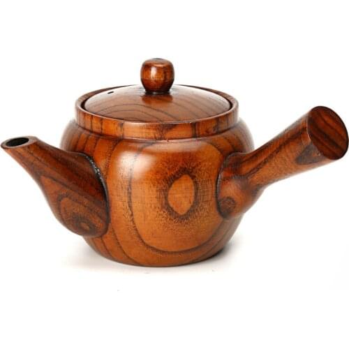 Wooden teapot with stainless steel strainer kung fu tea set teapot natural environmental tea infuser handmade elegant crafts