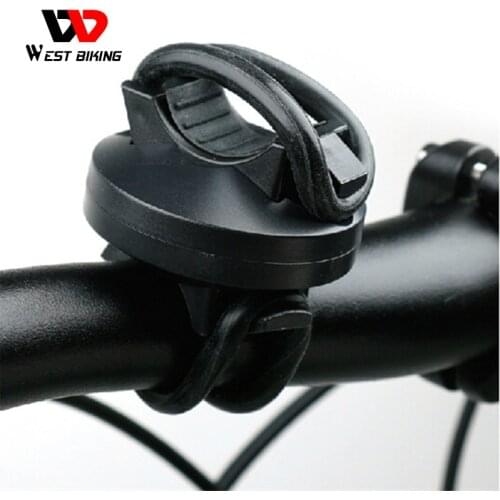 WEST BIKING Holders Lamps Clip Bicycle LED Light Holder Clamp Torch Rotating Bike Collet Rubber Bicycle Bracket Light Holder