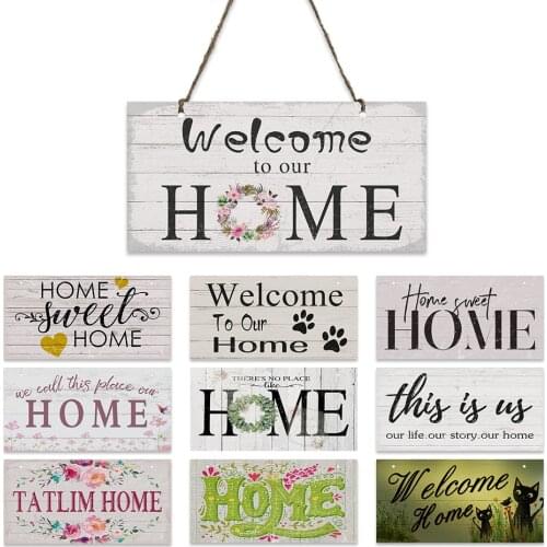 Home Decor Wooden Signs Sweet Home Wood Wall Plaque Wall/Garden/Door Decoration Plate Welcome Home Sign