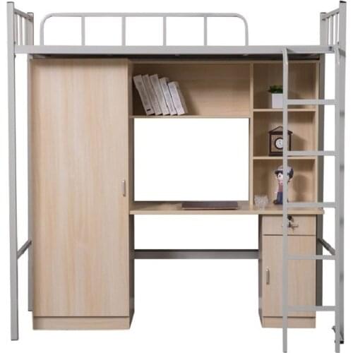 Bunk Bed Dormitory High Loft Home Bedroom Multifunction Single Nap Teenage Adult Bed Twin Bed Frame With Guardrail 90/100/120CM