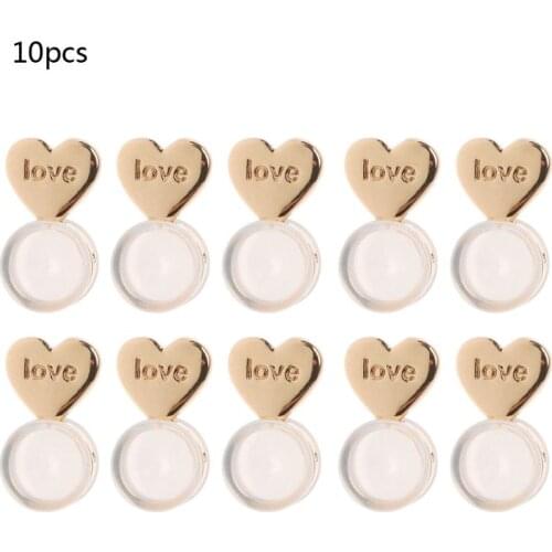 10Pcs Heart Love Magic Earring Lifters Earring Lifts Backs Adjustable Hypoallergenic Earring Nuts Ear Lobe Support