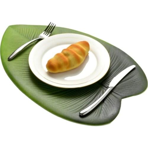 Artificial Fake Palm Leaves Table Placemat Cup Coaster Tea Table Mat Hawaii Wedding Table Decoration Summer Party