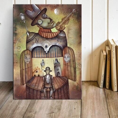 Large size Print Oil Painting Wall painting Vintage Jewish theater Wall Art Picture For Living Room painting Frame