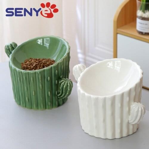 Ceramic Cat Dog Bow Neck Protection Non-slip Cat Puppy Feeding Supplies Dog Food Water Feeder Pet Food And Water Bowls For Dogs