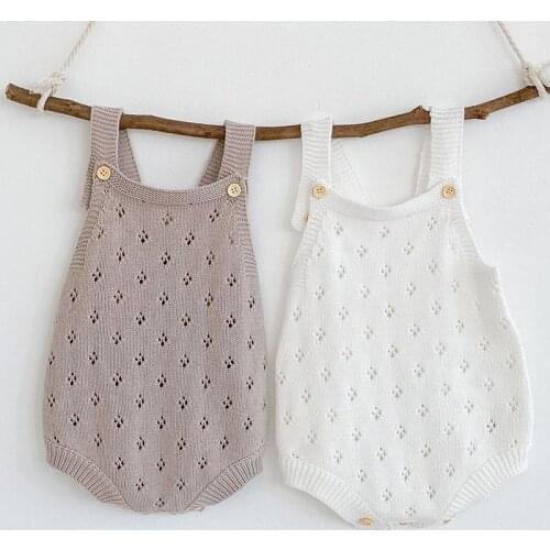 Infant Baby Girls Jumpsuit Knitting Sleeveless Solid Color Toddler Baby Girl Romper Spring Autumn Baby Girls Clothes