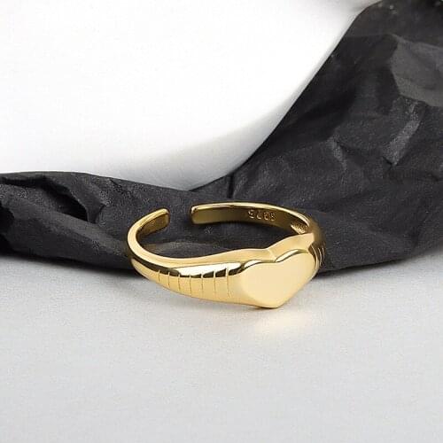 Korea Minimalist Hipster Ring Ins Heart Shape Index Finger Ring Simple Elegance 925 Silver Women Opening Adjustable Rings Copper