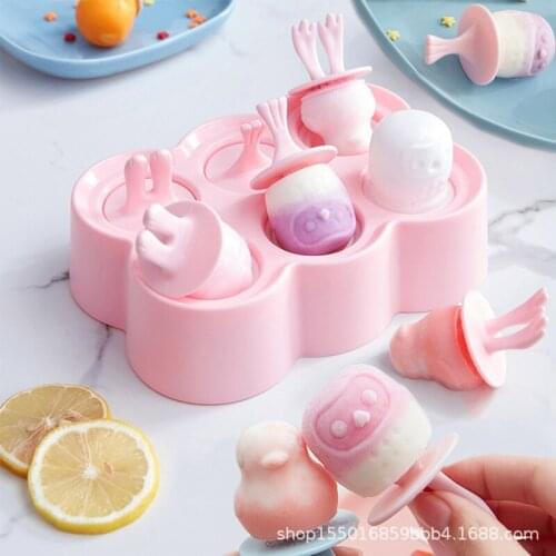 Cartoon Silicone Ice Cream Mold Popsicle Mold Ice Cream Six Grid Popsicle Box Ice Grid Animal Ice Block Mold Ice Box
