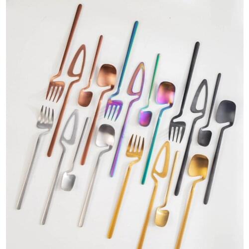 16pcs Rosegold Dinnerware Sets Matte Cutlery Ice Cream Desserts Soup Coffee Use Kitchen Decor Spoon Fork Knife Tableware Set