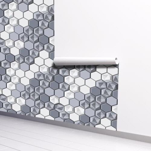 2020 New Released Hexagon Pattern Thickened Waterproof Self-Adhesive Wallpaper for Room Decoration and Furniture Renovation