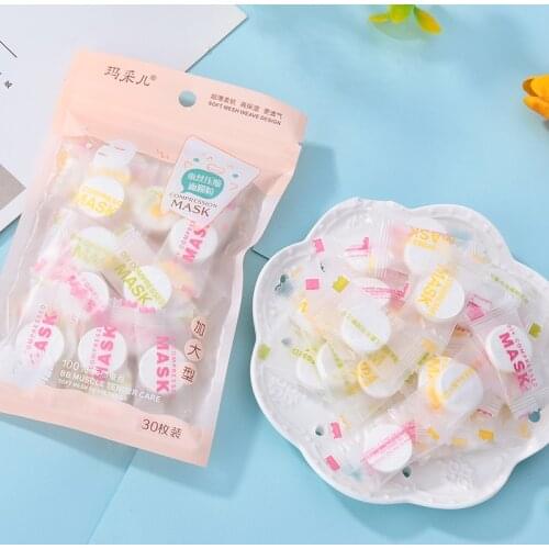 30pcs/Bag Disposable Compressed Facial Mask Ultra-thin Silk Moisturizing Whitening DIY Compression Mask Paper Face Care TSLM1