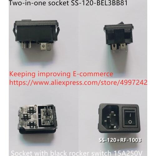 Original new 100% two-in-one socket SS-120-BEL3BB81 socket with black switch 15A250V