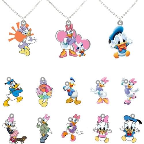 Disney Daisy And Donald Couple Love Necklace Ladies Pendant Men Couple Cartoon Elements Friendship Necklace Gift Jewelry