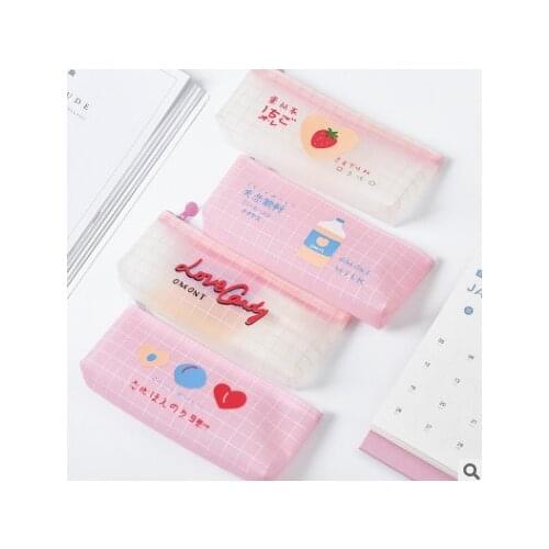 Lovely Transparent Pencil Box Pencil Bag Pen Bags PVC Pencil Case Korean Stationery School Supplies Wholesale