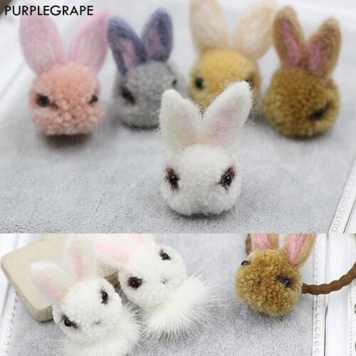 PURPLEGRAPE Cute wool rabbit jewelry material diy earrings rubber band accessories brooch bag decorated with a pack of 1